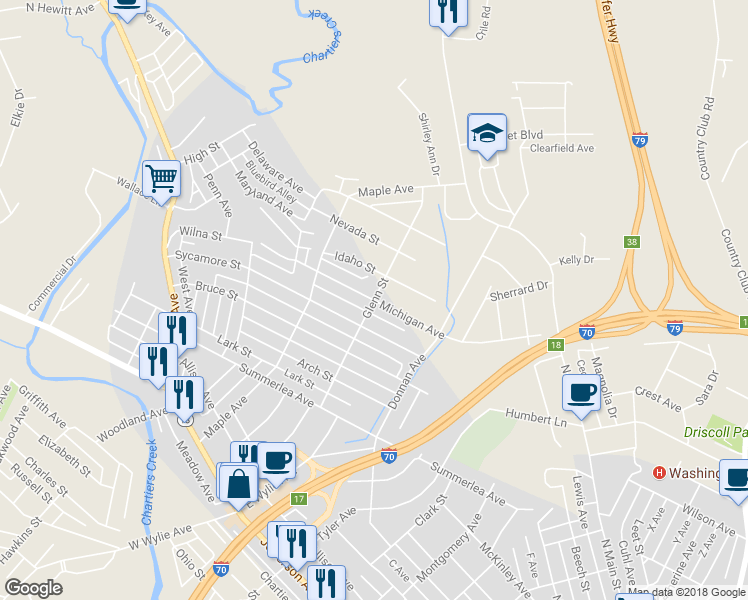 map of restaurants, bars, coffee shops, grocery stores, and more near 999 Michigan Avenue in Washington