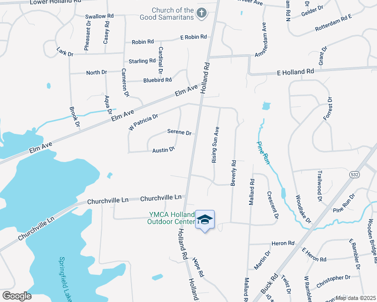 map of restaurants, bars, coffee shops, grocery stores, and more near 688 Holland Road in Holland