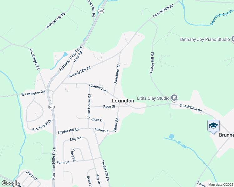 map of restaurants, bars, coffee shops, grocery stores, and more near 147 Chestnut Street in Lititz