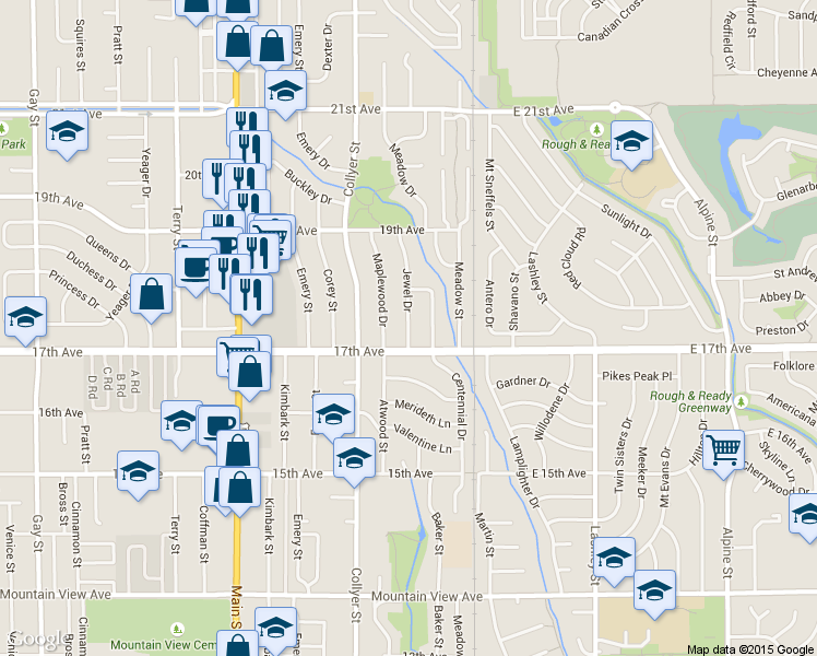map of restaurants, bars, coffee shops, grocery stores, and more near 1736 Jewel Drive in Longmont