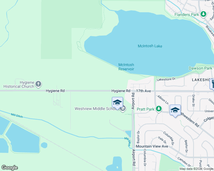 map of restaurants, bars, coffee shops, grocery stores, and more near 8523 Hygiene Road in Longmont