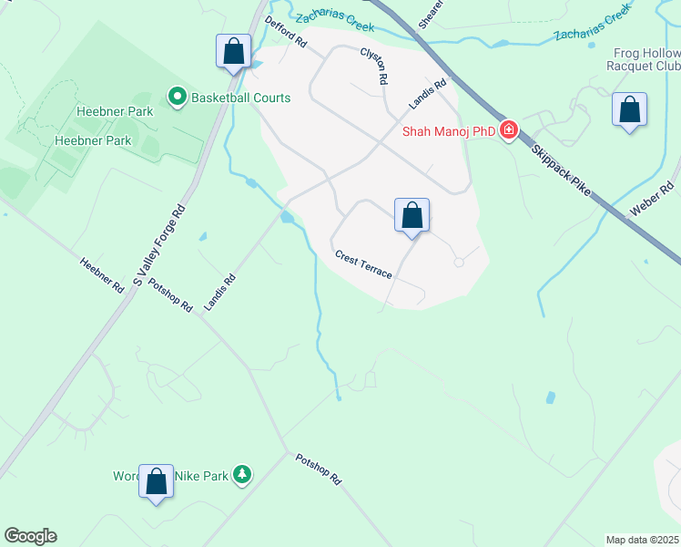 map of restaurants, bars, coffee shops, grocery stores, and more near 2874 Crest Terrace in Eagleville