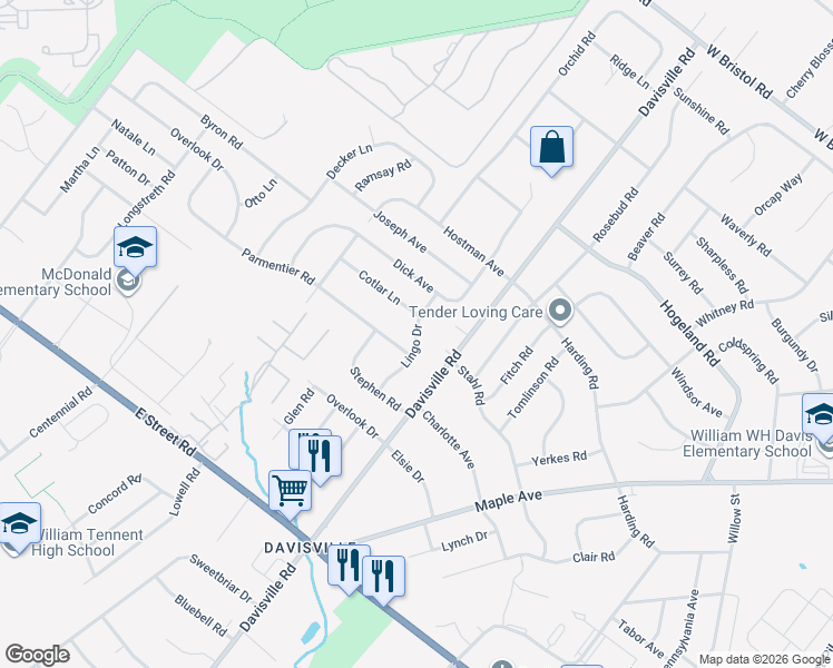 map of restaurants, bars, coffee shops, grocery stores, and more near 851 Lingo Drive in Warminster