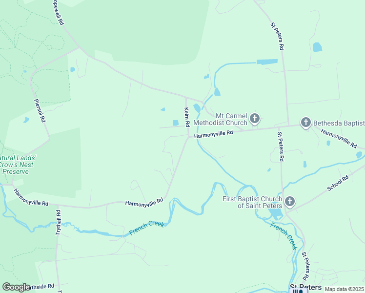 map of restaurants, bars, coffee shops, grocery stores, and more near 2303 Harmonyville Road in Elverson