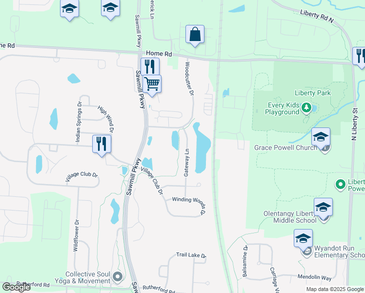 map of restaurants, bars, coffee shops, grocery stores, and more near 7748 Gateway Lane in Powell