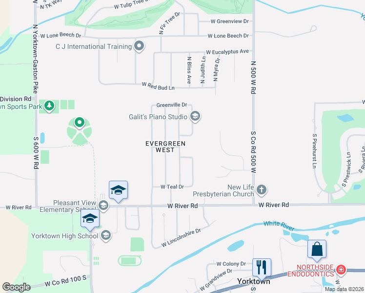 map of restaurants, bars, coffee shops, grocery stores, and more near 408 Greenland Lane in Yorktown