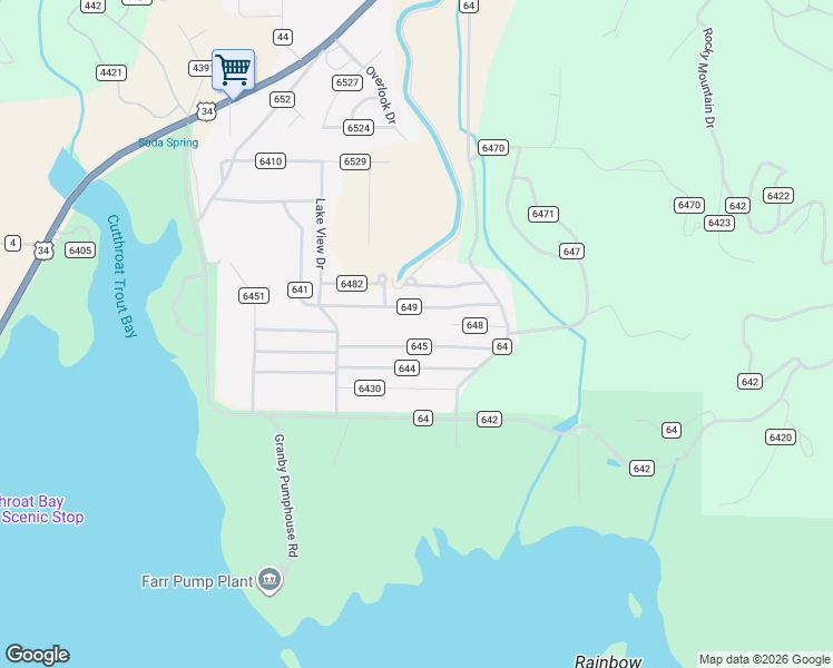 map of restaurants, bars, coffee shops, grocery stores, and more near 339 County Road 645 in Grand Lake