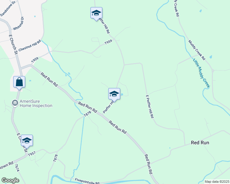 map of restaurants, bars, coffee shops, grocery stores, and more near 1095 Pieffer Hill Road in Stevens