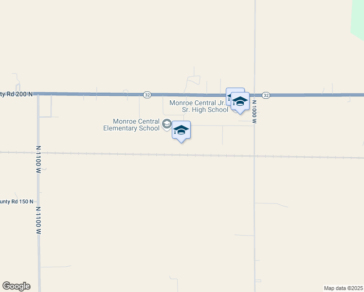 map of restaurants, bars, coffee shops, grocery stores, and more near 10421 Indiana 32 in Parker City