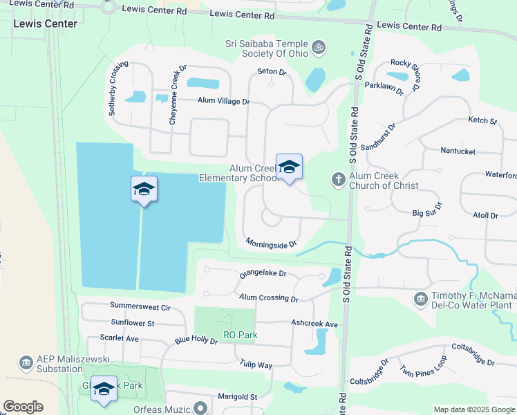 map of restaurants, bars, coffee shops, grocery stores, and more near 2220 Park Circle in Lewis Center