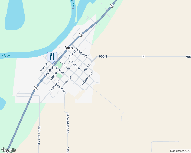 map of restaurants, bars, coffee shops, grocery stores, and more near 202 North Hickory Street in Bath