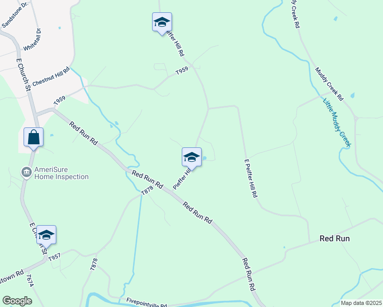 map of restaurants, bars, coffee shops, grocery stores, and more near 1095 Pieffer Hill Road in Stevens