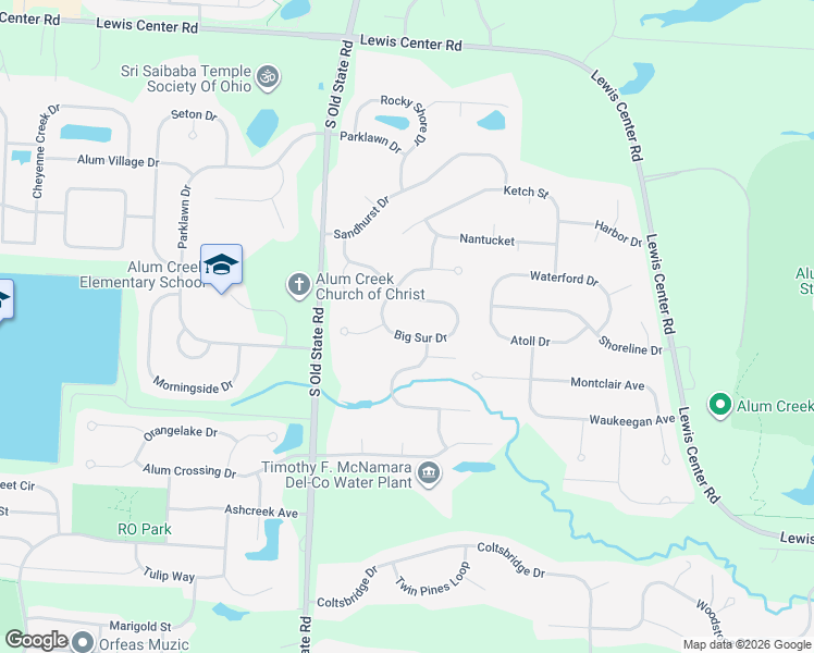 map of restaurants, bars, coffee shops, grocery stores, and more near 2717 Big Sur Dr in Lewis Center