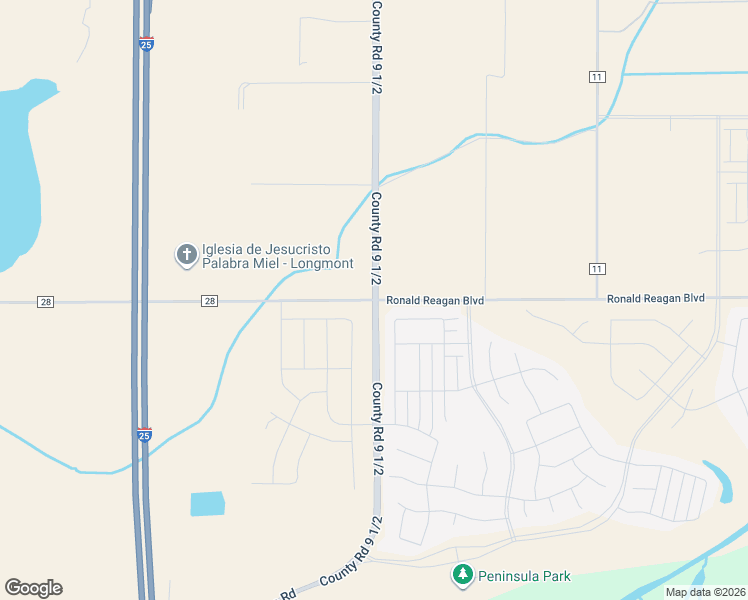map of restaurants, bars, coffee shops, grocery stores, and more near 5405 County Road 28 in Longmont