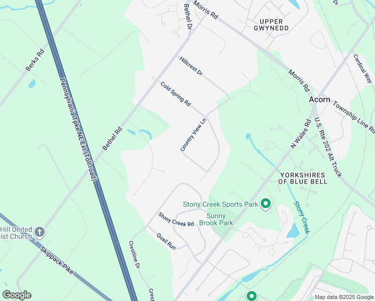 map of restaurants, bars, coffee shops, grocery stores, and more near 2104 Country View Lane in Lansdale