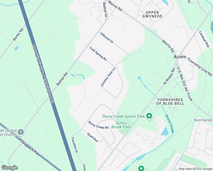 map of restaurants, bars, coffee shops, grocery stores, and more near 2104 Country View Lane in Lansdale
