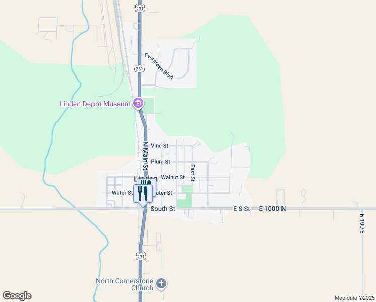 map of restaurants, bars, coffee shops, grocery stores, and more near 302 Plum Street in Linden