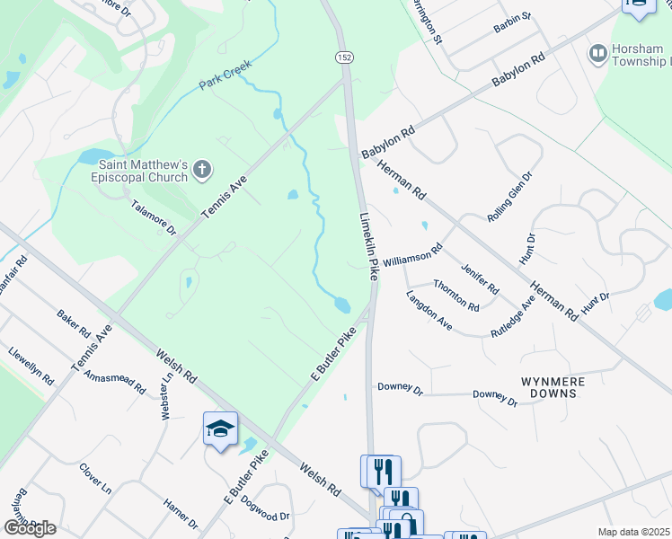 map of restaurants, bars, coffee shops, grocery stores, and more near 806 Lakeview Drive in Ambler