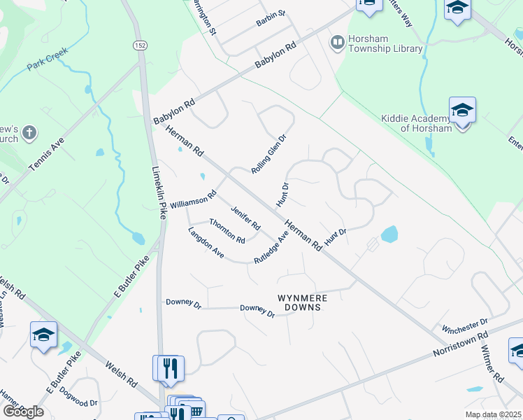 map of restaurants, bars, coffee shops, grocery stores, and more near 911 Herman Road in Horsham