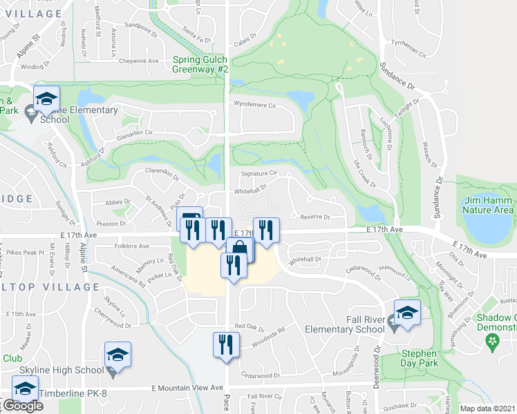 map of restaurants, bars, coffee shops, grocery stores, and more near 1100 East 17th Avenue in Longmont