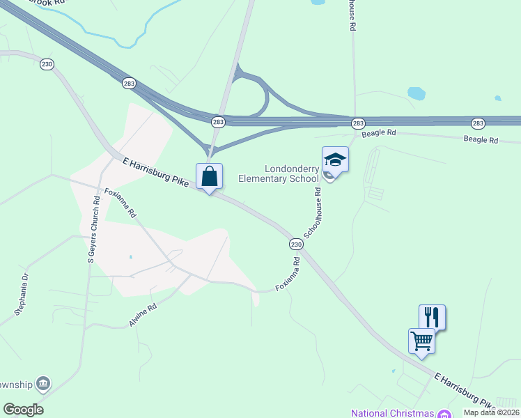 map of restaurants, bars, coffee shops, grocery stores, and more near 3084 East Harrisburg Pike in Middletown