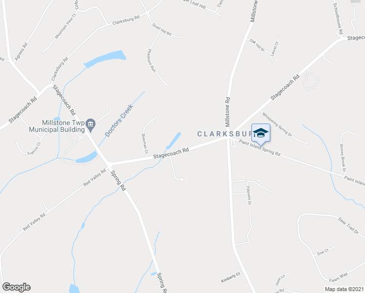 map of restaurants, bars, coffee shops, grocery stores, and more near 436 Stagecoach Road in Millstone