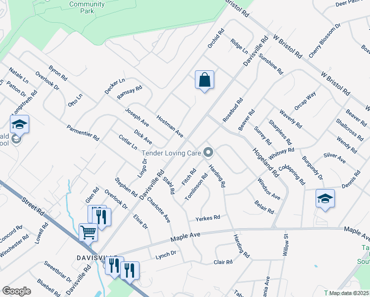 map of restaurants, bars, coffee shops, grocery stores, and more near 1131 Davisville Road in Southampton