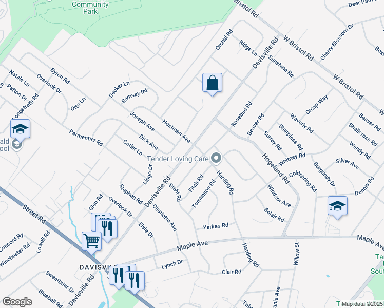 map of restaurants, bars, coffee shops, grocery stores, and more near 1131 Davisville Road in Southampton
