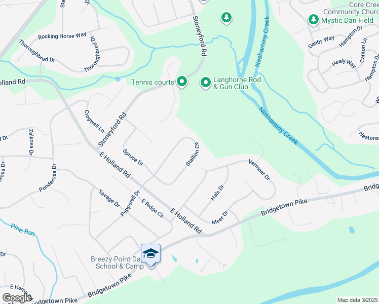 map of restaurants, bars, coffee shops, grocery stores, and more near 71 Stallion Circle in Langhorne