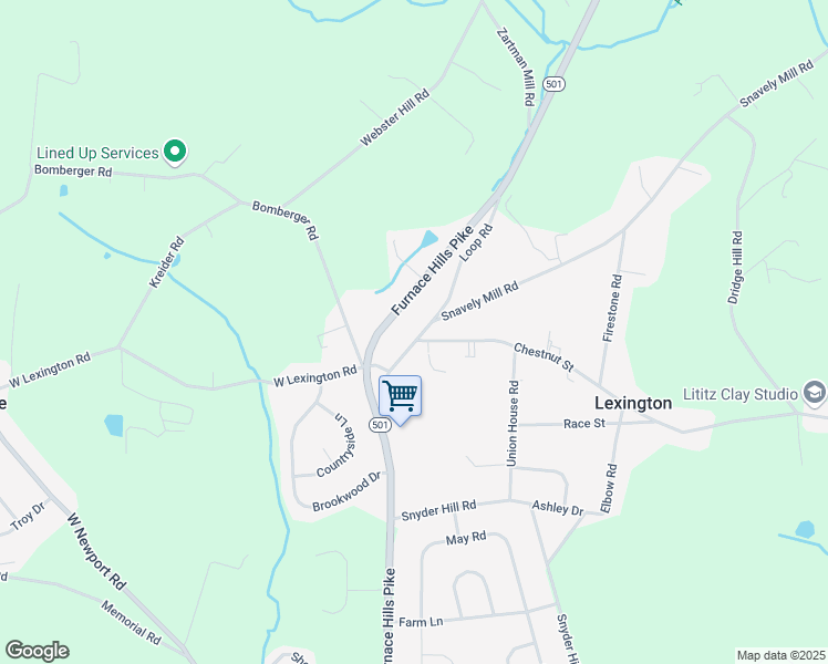 map of restaurants, bars, coffee shops, grocery stores, and more near 20 Loop Road in Lititz