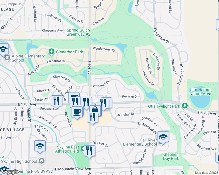 map of restaurants, bars, coffee shops, grocery stores, and more near 1100 East 17th Avenue in Longmont