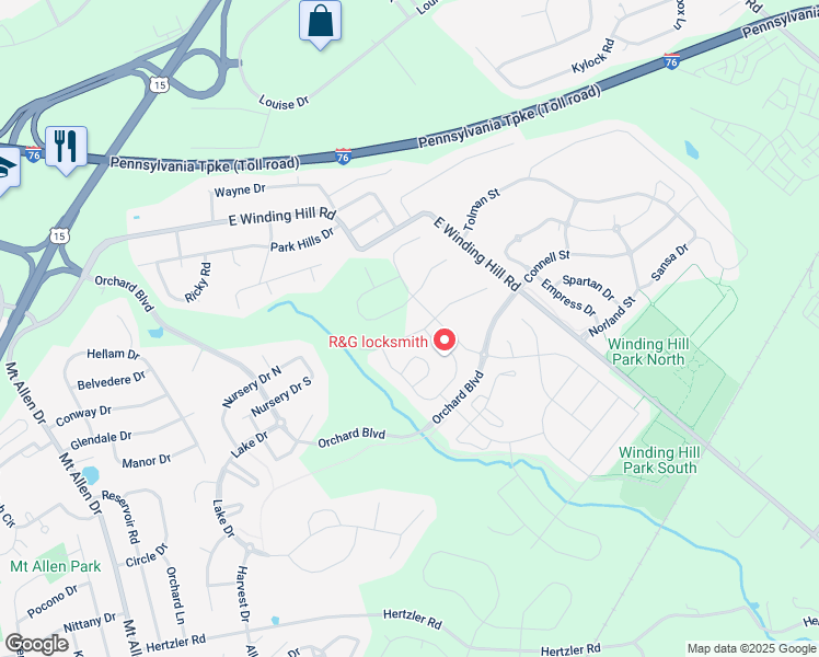 map of restaurants, bars, coffee shops, grocery stores, and more near 482 Apple Hollow Road in Mechanicsburg