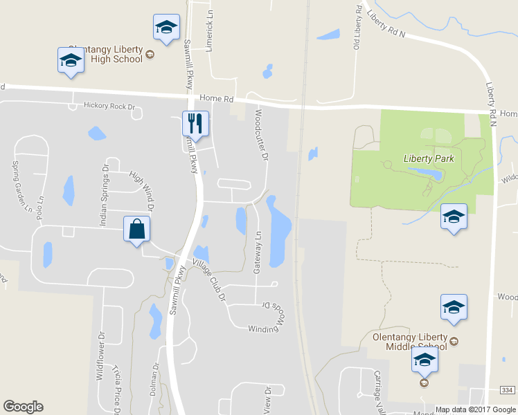 map of restaurants, bars, coffee shops, grocery stores, and more near 7689 Gateway Lane in Powell