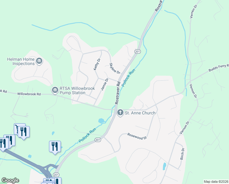 map of restaurants, bars, coffee shops, grocery stores, and more near 1901 Rostraver Road in North Belle Vernon