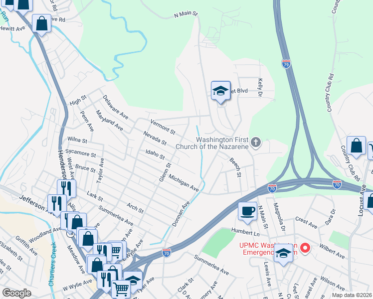 map of restaurants, bars, coffee shops, grocery stores, and more near 969 Vermont Street in Washington