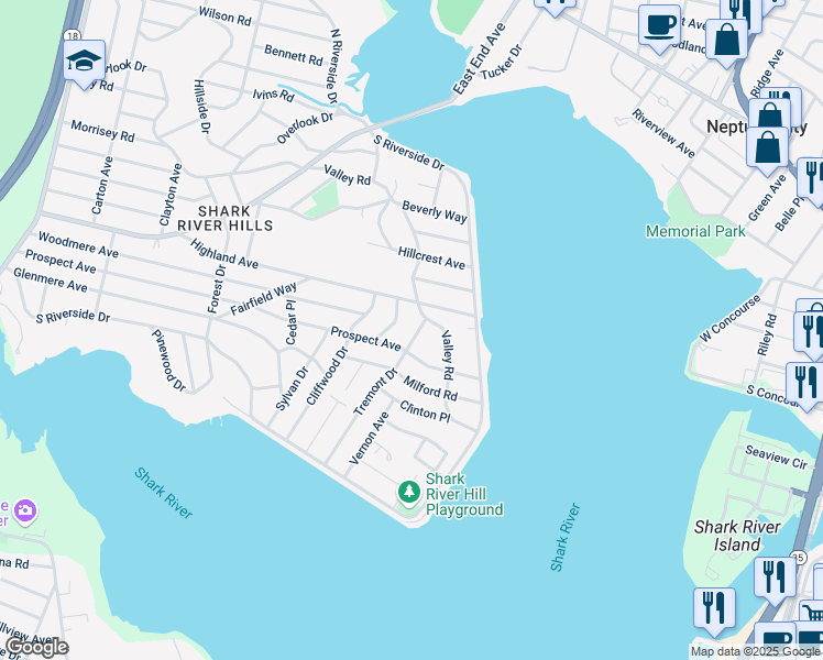 map of restaurants, bars, coffee shops, grocery stores, and more near 2 Fulton Place in Neptune City