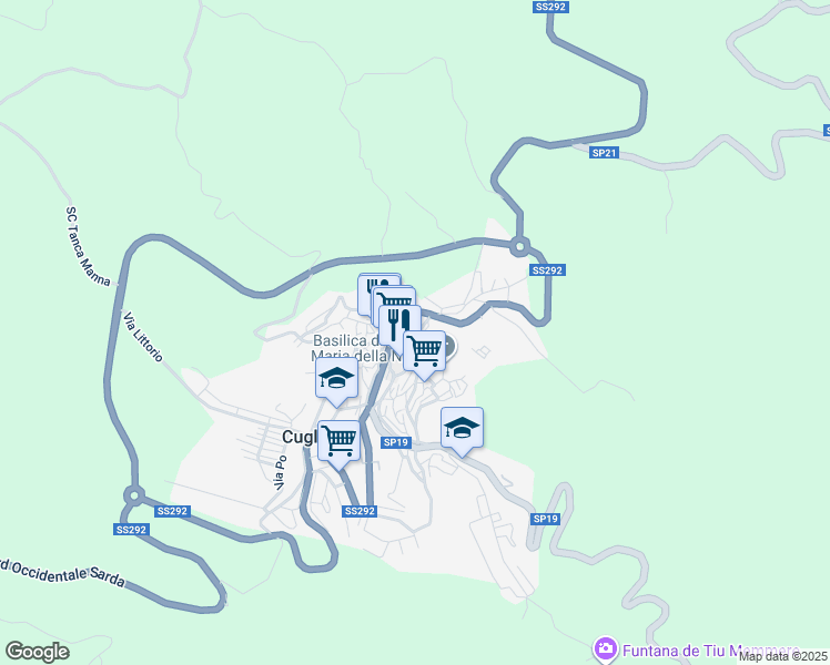 map of restaurants, bars, coffee shops, grocery stores, and more near 18 Via Cugia in Cuglieri