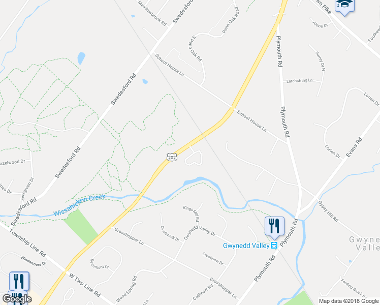 map of restaurants, bars, coffee shops, grocery stores, and more near 678 Greycliffe Lane in Montgomery County