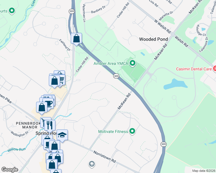 map of restaurants, bars, coffee shops, grocery stores, and more near 923 Chesterfield Drive in Spring House