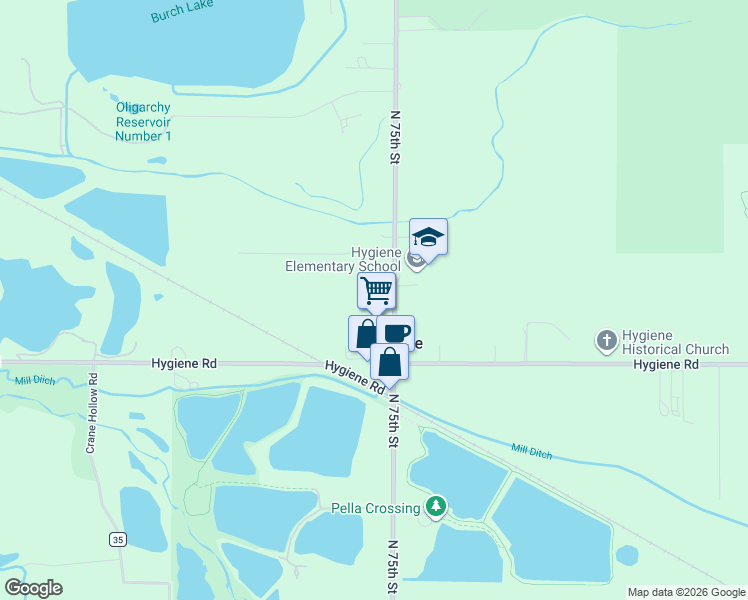 map of restaurants, bars, coffee shops, grocery stores, and more near 11947 North 75th Street in Longmont