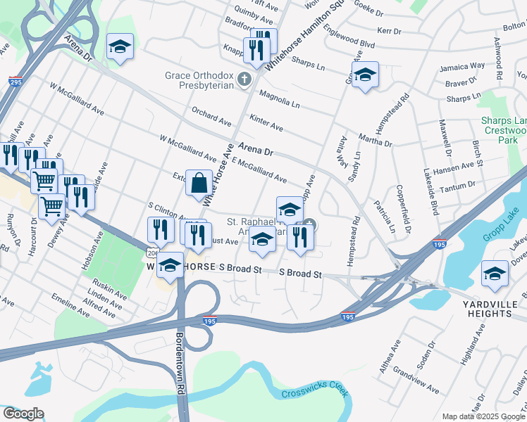 map of restaurants, bars, coffee shops, grocery stores, and more near 112 Phillips Avenue in Hamilton Township