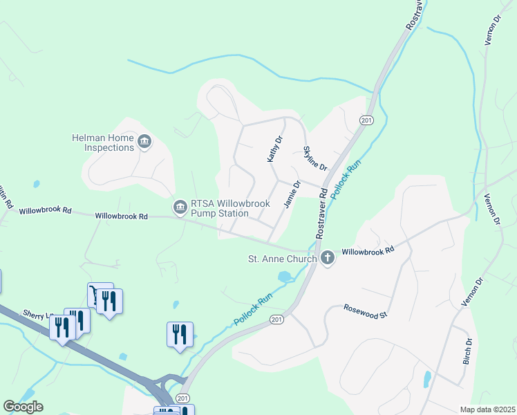 map of restaurants, bars, coffee shops, grocery stores, and more near 325 Robertson Drive in Belle Vernon