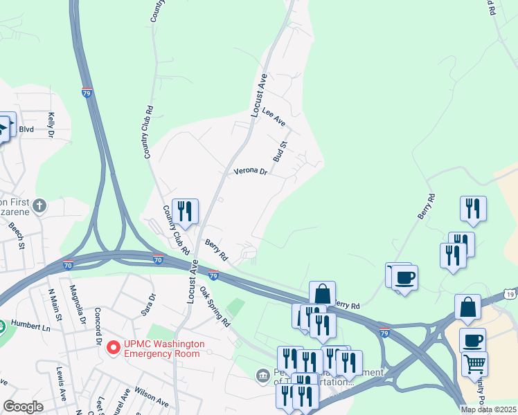 map of restaurants, bars, coffee shops, grocery stores, and more near 53 Stone Marker Drive in Washington