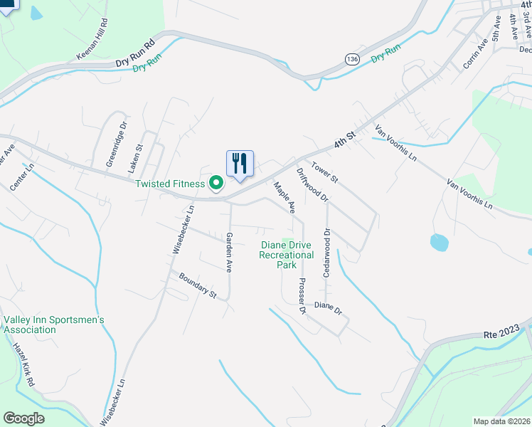 map of restaurants, bars, coffee shops, grocery stores, and more near 122 Elmcrest Avenue in Monongahela