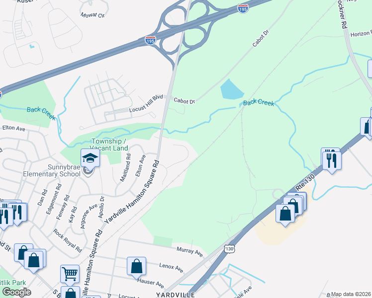 map of restaurants, bars, coffee shops, grocery stores, and more near 27 Olszak Court in Trenton