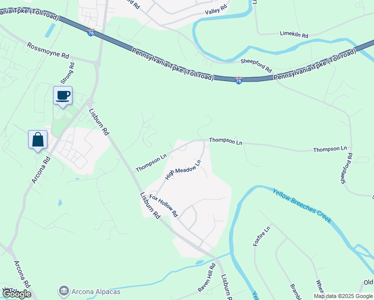 map of restaurants, bars, coffee shops, grocery stores, and more near 1528 Thompson Lane in Mechanicsburg