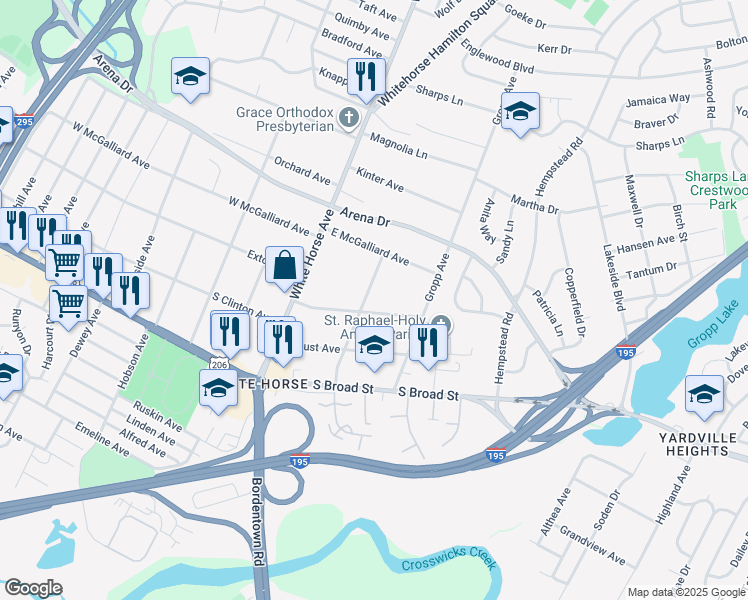 map of restaurants, bars, coffee shops, grocery stores, and more near 112 Phillips Avenue in Hamilton Township