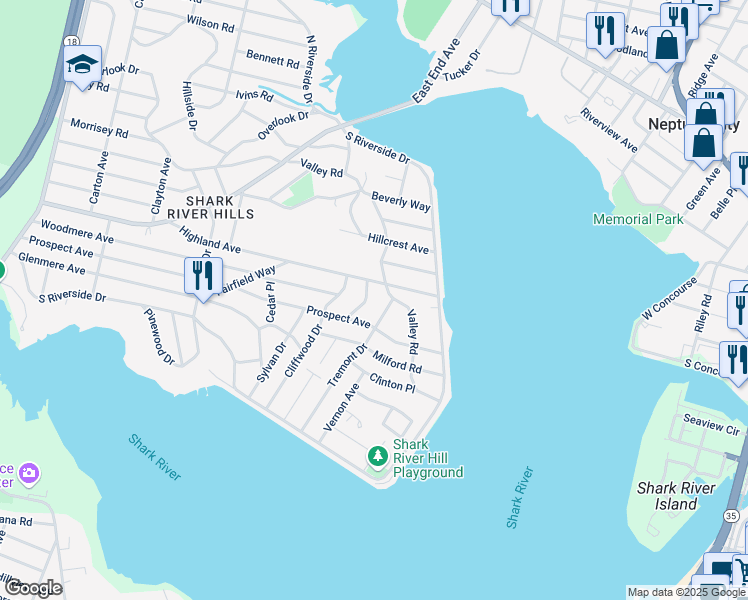map of restaurants, bars, coffee shops, grocery stores, and more near 2 Fulton Place in Neptune City