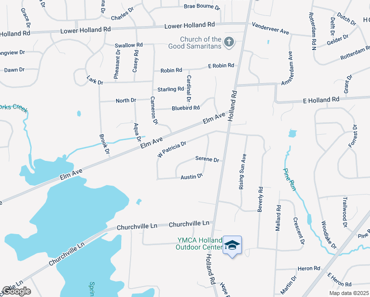map of restaurants, bars, coffee shops, grocery stores, and more near 90 West Patricia Road in Holland