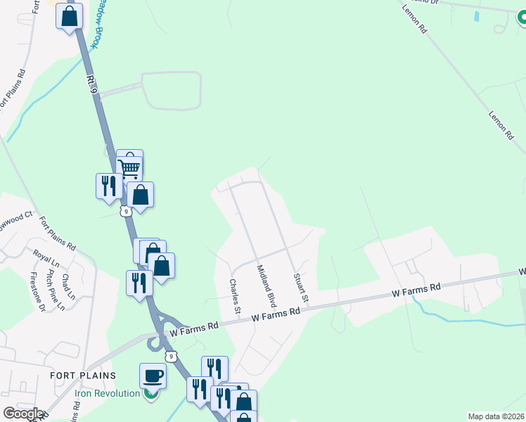 map of restaurants, bars, coffee shops, grocery stores, and more near 262 Midland Boulevard in Howell Township
